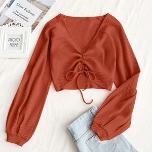 Textured Knitted Gathered Top